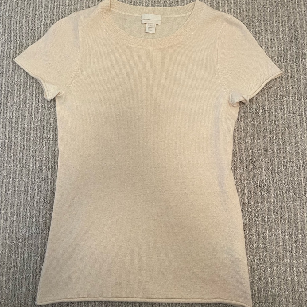 JCrew 100% cashmere ivory tee